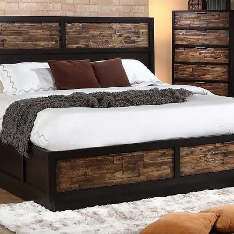 A cozy wooden bed with a comfortable mattress and two fluffy pillows, set in a beautifully themed bedroom